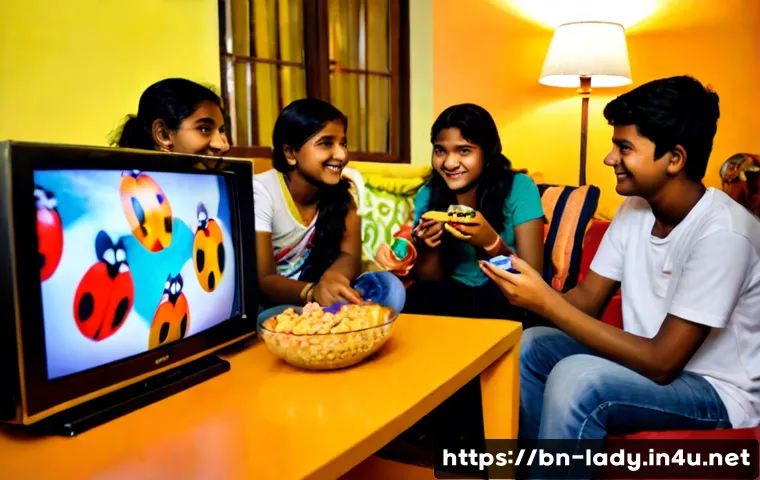 레이디버그 팬들의 리뷰 모음 - Photorealistic cozy living room in Bangladesh, a diverse group of cheerful teenage friends gathered ...
